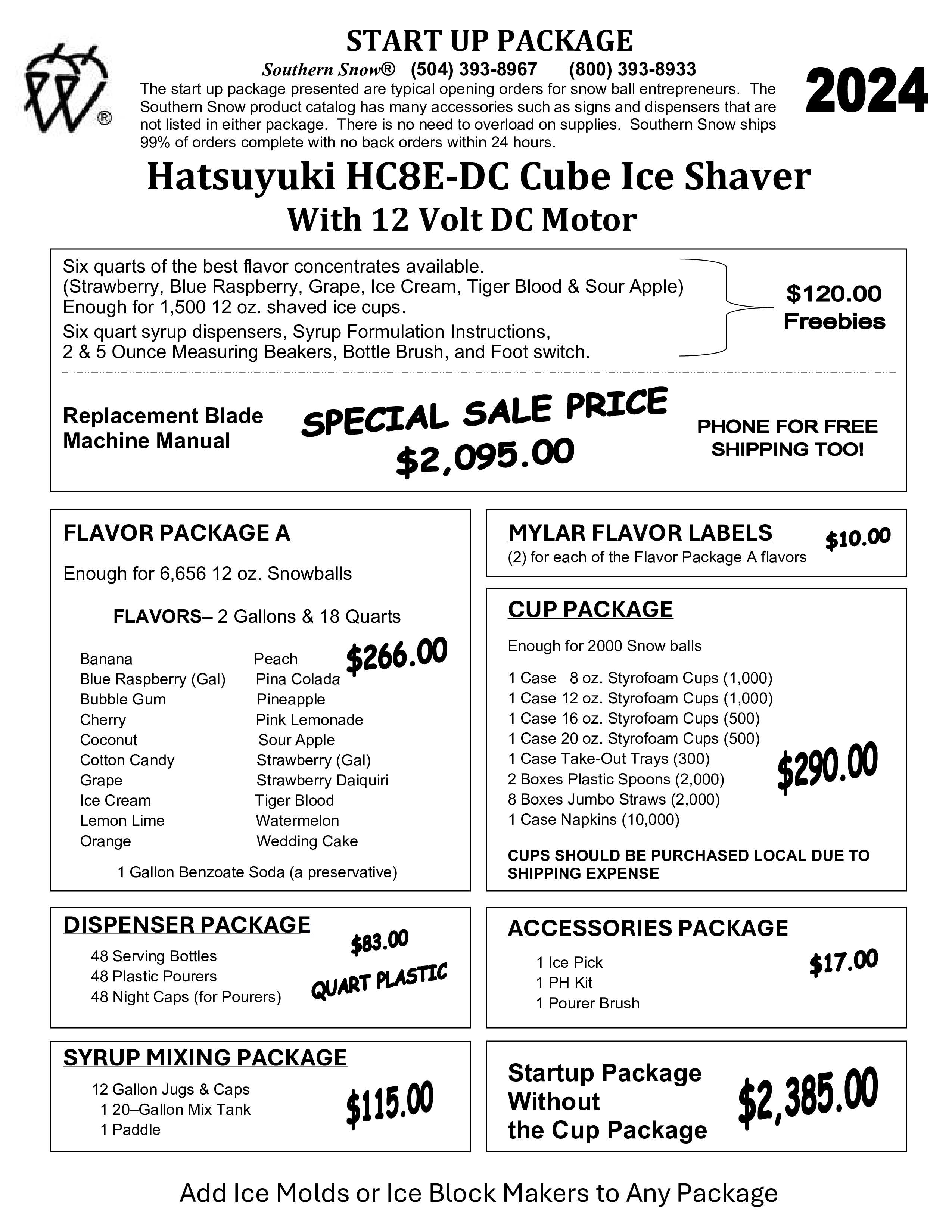 Hatsuyuki HC8E-DC Cube Ice Shaver Start Up
