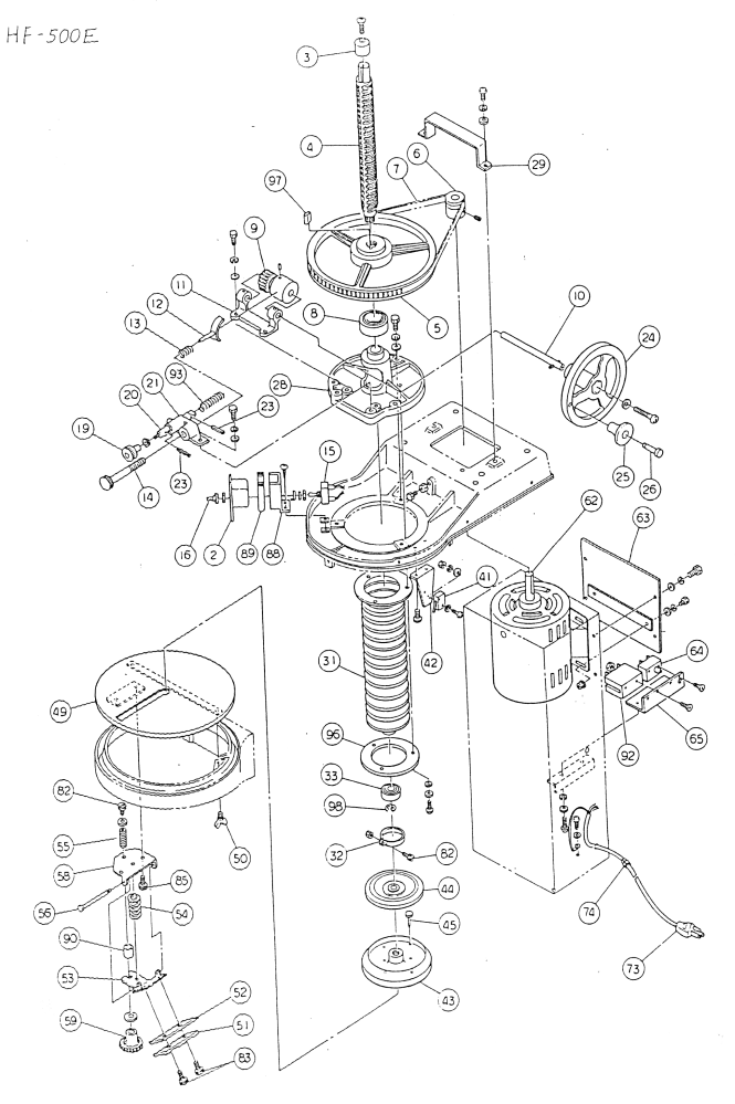 Snow Cone Machine Hatsuyuki HC500E Parts View